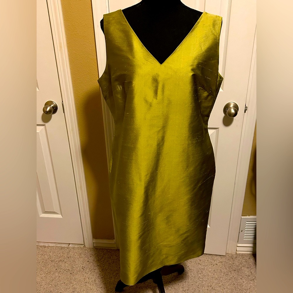 Green silk sleeveless Talbots dress size 14
